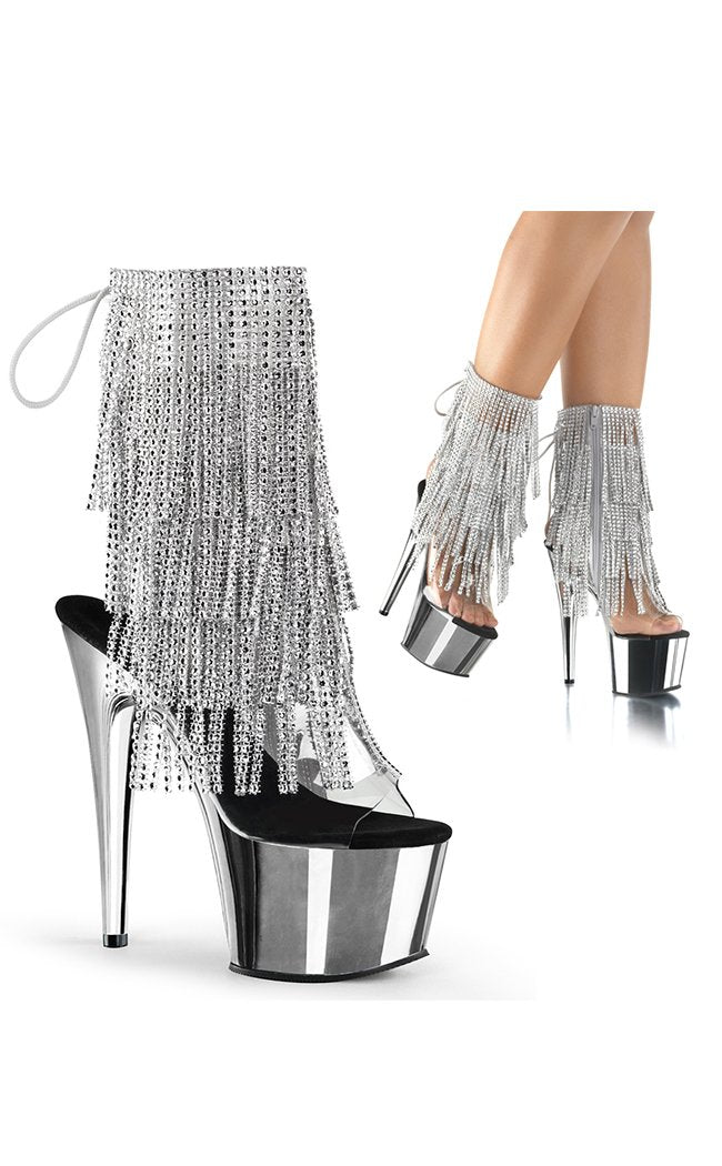 ADORE-1017RSF Silver Ankle Boots-Pleaser-Tragic Beautiful