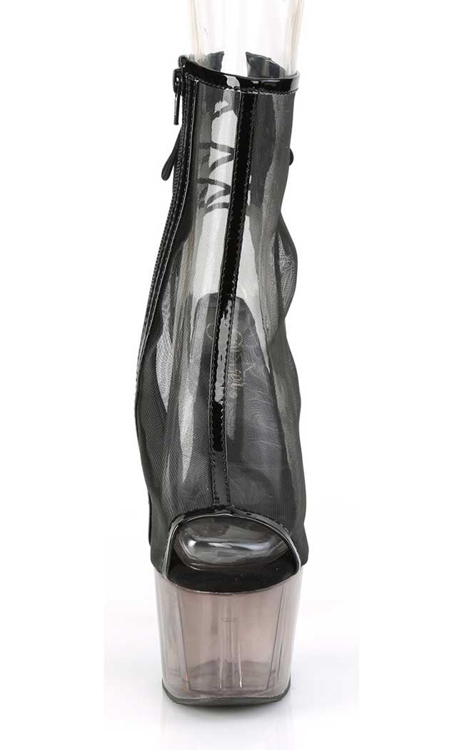 ADORE-1018MSHT Black Patent Mesh/Smoke Tinted Boots-Pleaser-Tragic Beautiful