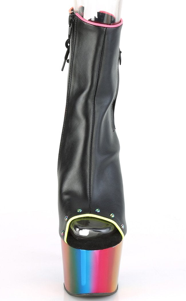 ADORE-1018RC-02 Black Matte/Rainbow Chrome Ankle Boots-Pleaser-Tragic Beautiful