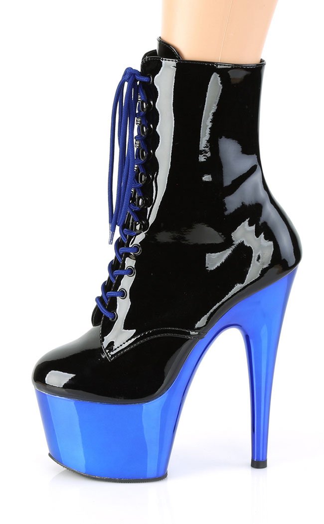 ADORE-1020 Blue Chrome Black Boots-Pleaser-Tragic Beautiful