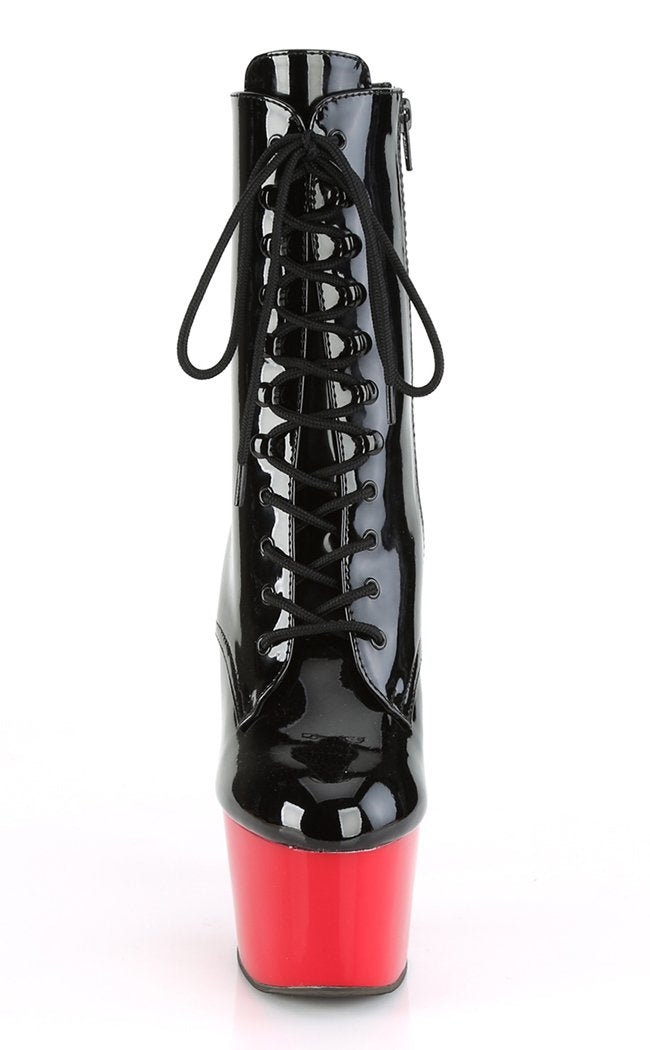 ADORE-1020 Black/Red Patent Ankle Boots-Pleaser-Tragic Beautiful