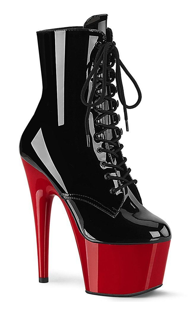 ADORE-1020 Black/Red Patent Ankle Boots-Pleaser-Tragic Beautiful