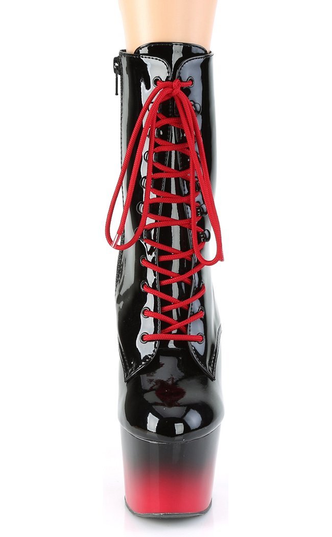 ADORE-1020BR-H Black/Red Patent Ombre Boots-Pleaser-Tragic Beautiful