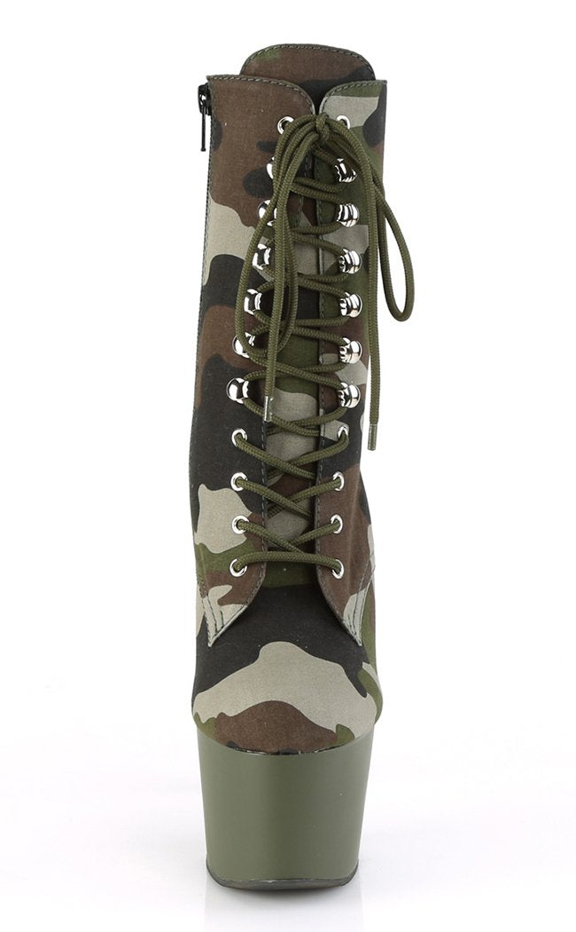 ADORE-1020 Green/Olive Camo Ankle Boots-Pleaser-Tragic Beautiful