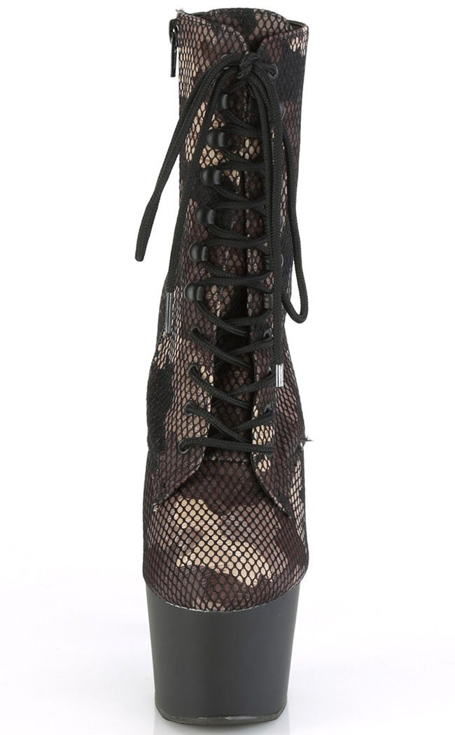 ADORE-1020 Fishnet Camo Ankle Boots-Pleaser-Tragic Beautiful