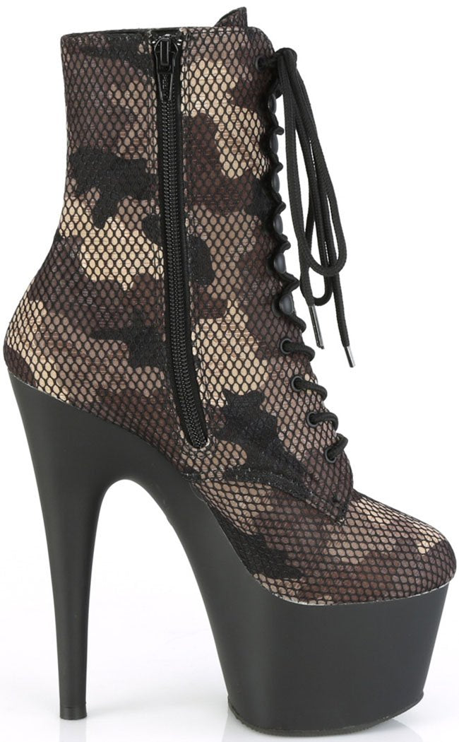 ADORE-1020 Fishnet Camo Ankle Boots-Pleaser-Tragic Beautiful