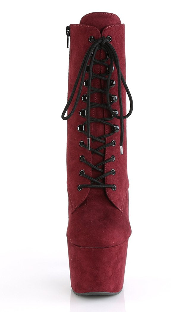 ADORE-1020FS Burgundy Faux Suede Ankle Boots-Pleaser-Tragic Beautiful