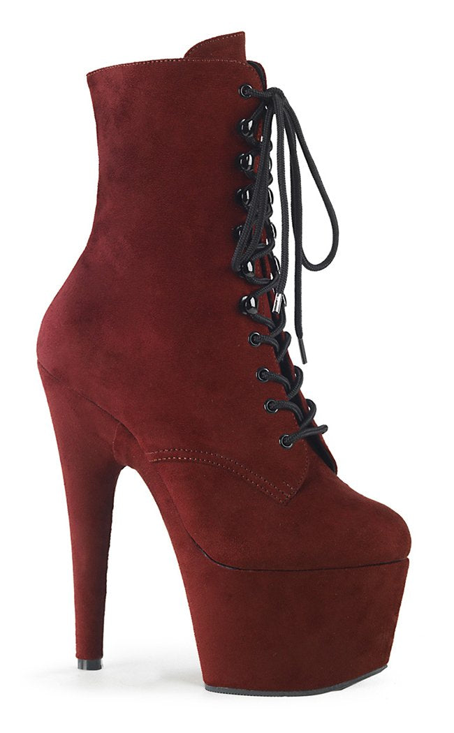 ADORE-1020FS Burgundy Faux Suede Ankle Boots-Pleaser-Tragic Beautiful