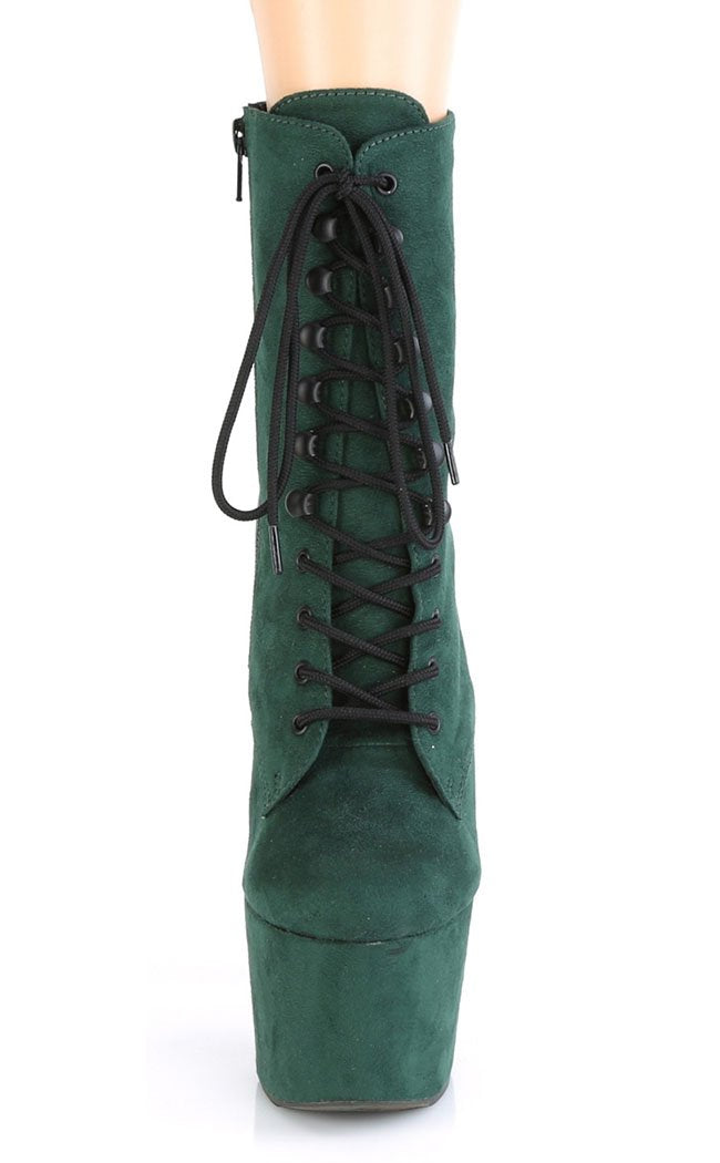ADORE-1020FS Emerald Green Faux Suede Ankle Boots-Pleaser-Tragic Beautiful
