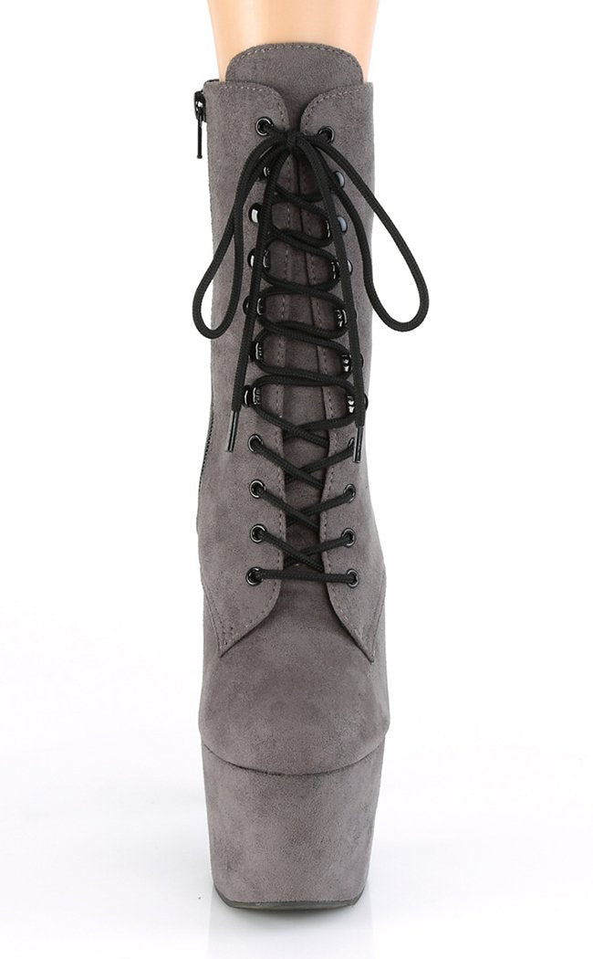 ADORE-1020FS Grey Faux Suede Ankle Boots-Pleaser-Tragic Beautiful