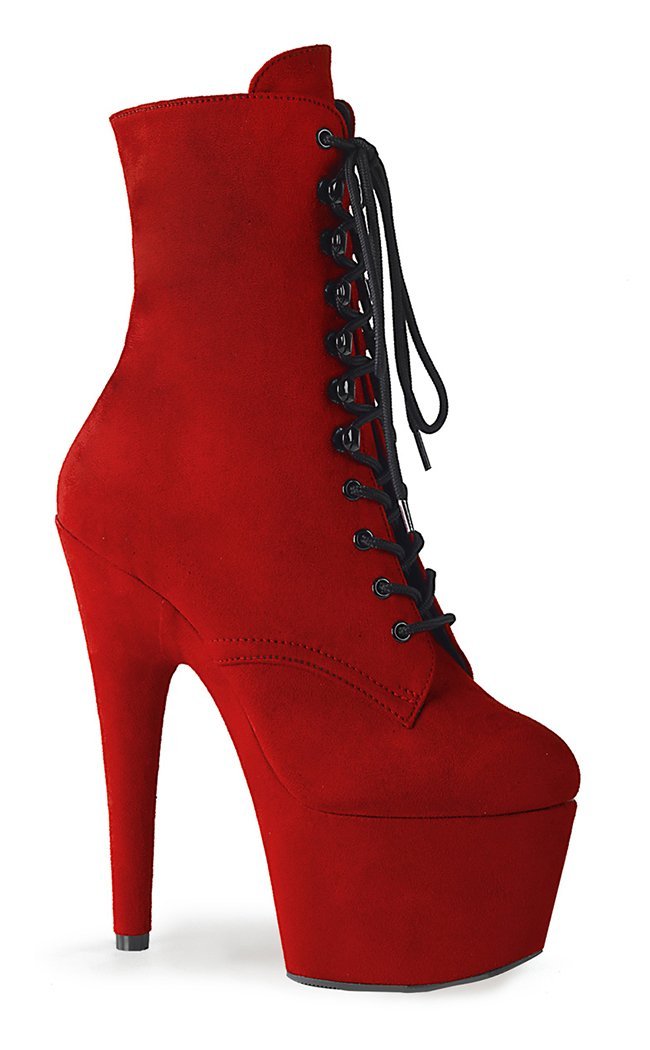 ADORE-1020FS Red Faux Suede Ankle Boots-Pleaser-Tragic Beautiful