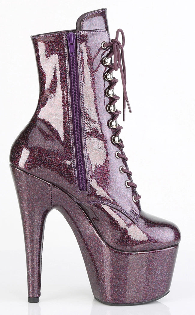 ADORE-1020GP Eggplant Glitter Ankle Boots