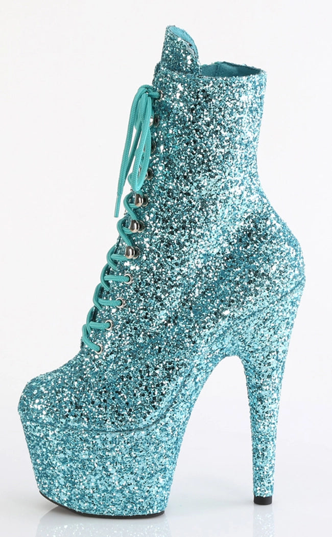 ADORE-1020GWR Turquoise Glitter Ankle Boots-Pleaser-Tragic Beautiful