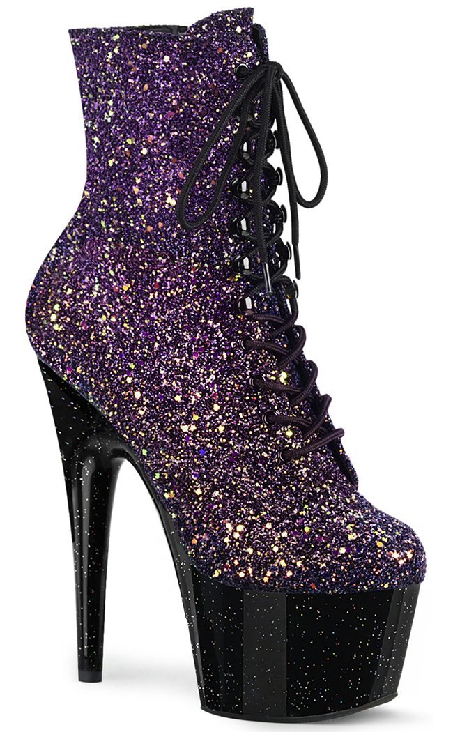 Pleaser ADORE-1020OMBG Purple Glitter Black Boots