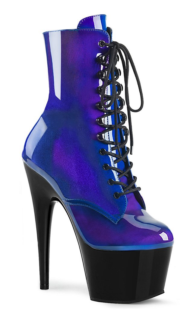ADORE-1020SHG Blue/Purple Hologram Ankle Boots-Pleaser-Tragic Beautiful