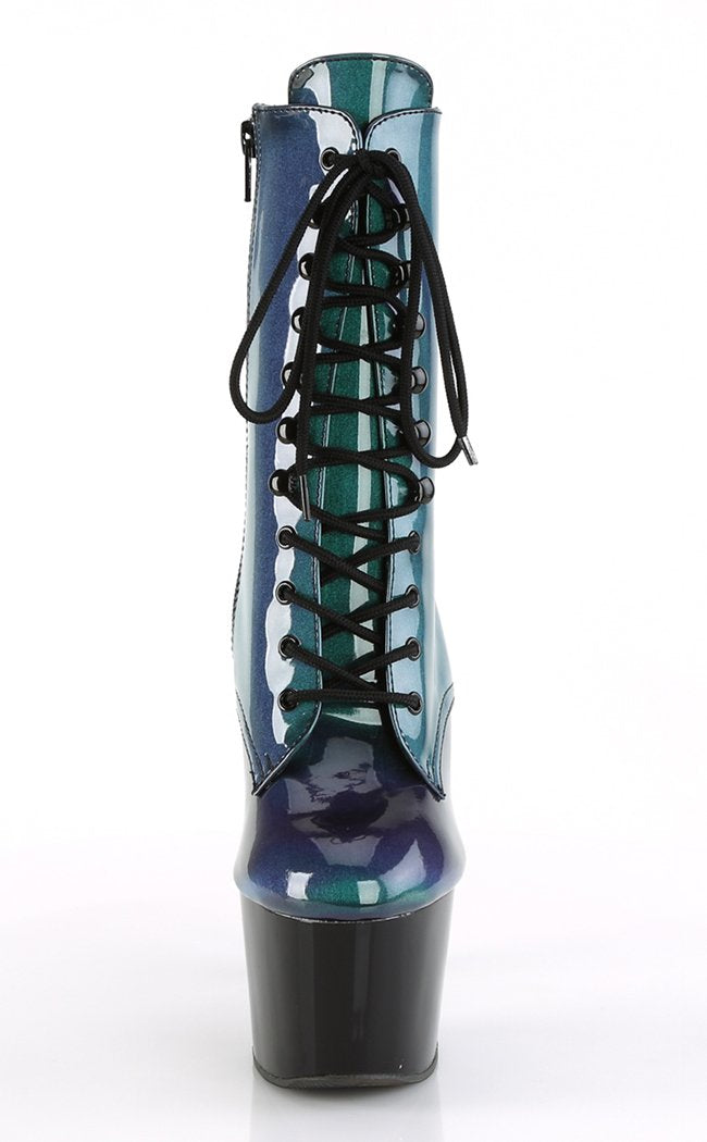 ADORE-1020SHG Purple/Green Hologram Ankle Boots-Pleaser-Tragic Beautiful