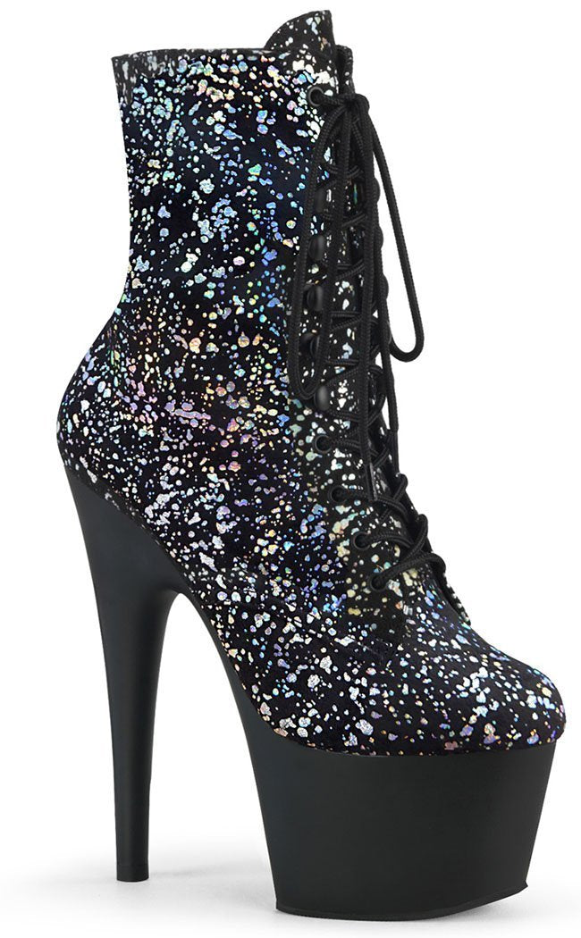 ADORE-1020 Hologram Splatter Boots-Pleaser-Tragic Beautiful