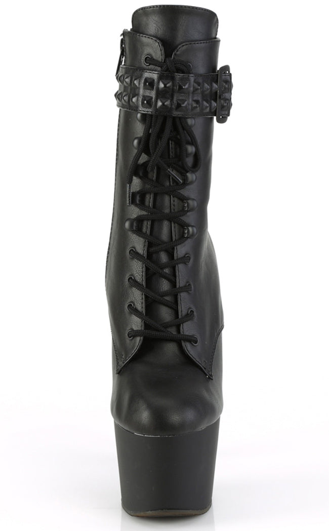 ADORE-1020STR Black Matte Strap Platform Boots-Pleaser-Tragic Beautiful