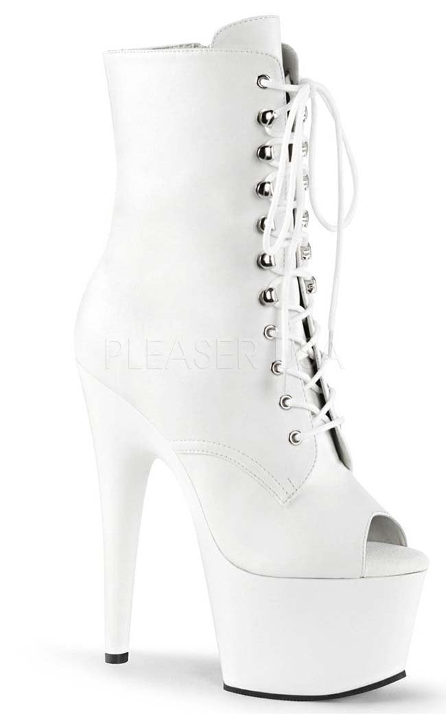 ADORE-1021 White Ankle Boots-Pleaser-Tragic Beautiful