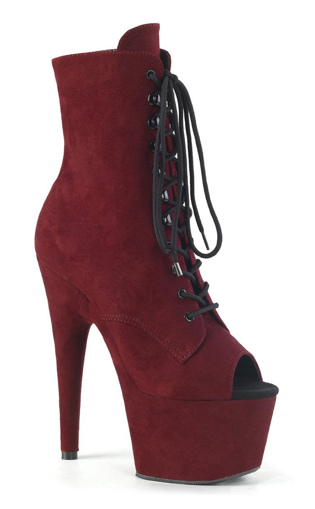 ADORE-1021FS Burgundy Faux Suede Ankle Boots-Pleaser-Tragic Beautiful
