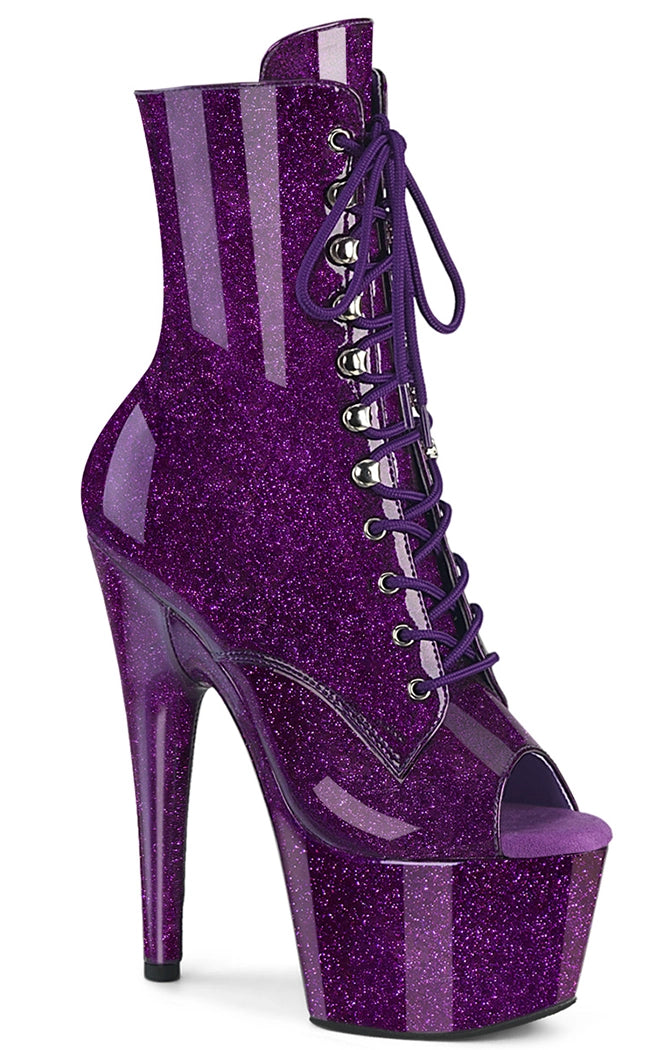 ADORE-1021GP Purple Glitter Patent Ankle Boots-Pleaser-Tragic Beautiful
