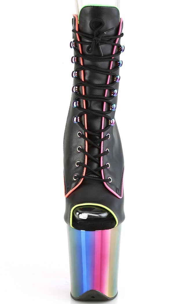 ADORE-1021RC-02 Black Matte/Rainbow Chrome Ankle Boots-Pleaser-Tragic Beautiful