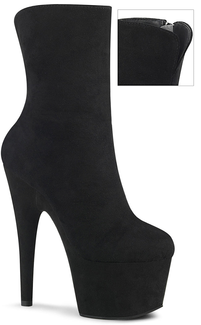 ADORE-1042 Black Faux Suede Ankle Boots-Pleaser-Tragic Beautiful