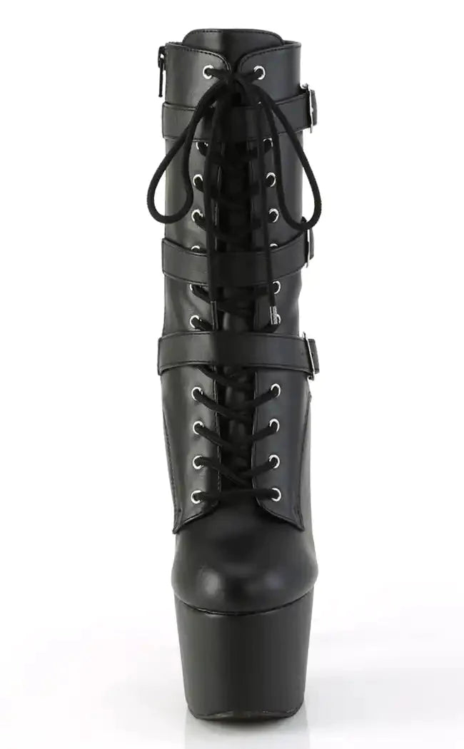 ADORE-1043 Black Faux Leather Boots-Pleaser-Tragic Beautiful