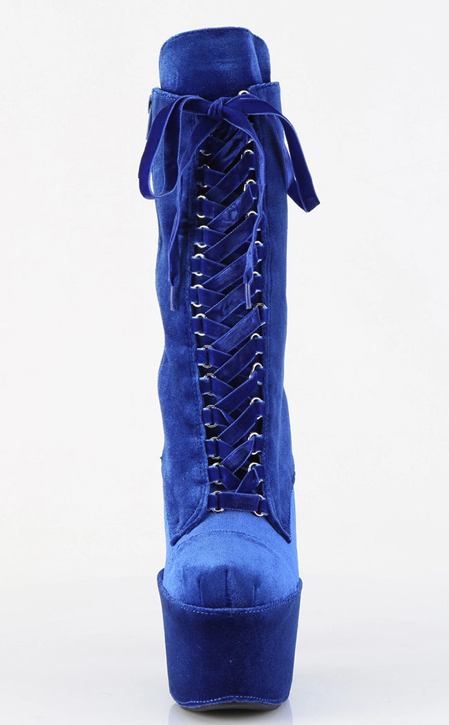 ADORE-1045VEL Navy Blue Velvet Ankle Boots