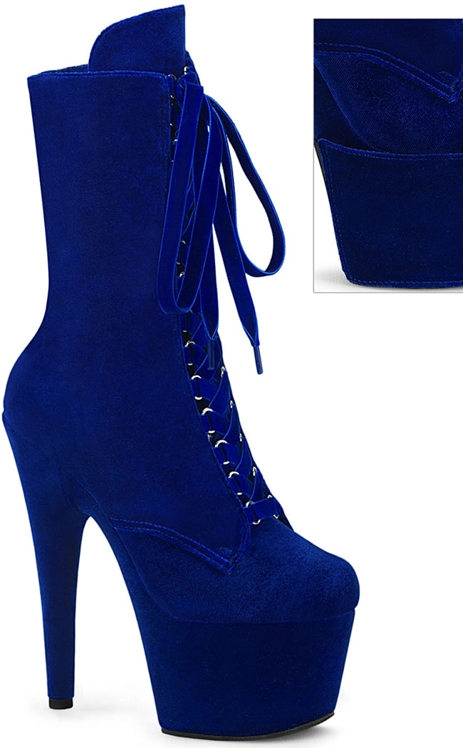 ADORE-1045VEL Navy Blue Velvet Ankle Boots