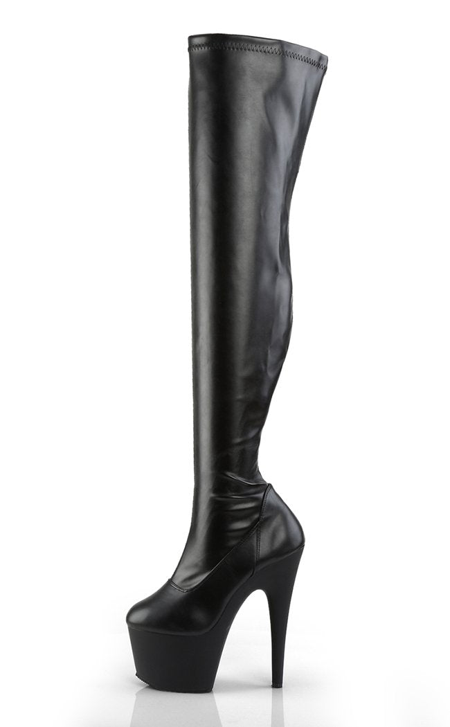 ADORE-3000 Black / Black Matte Thigh High Boots-Pleaser-Tragic Beautiful