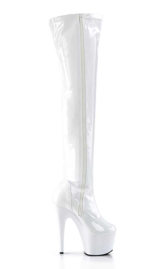 ADORE-3000 White Thigh High Boots-Pleaser-Tragic Beautiful