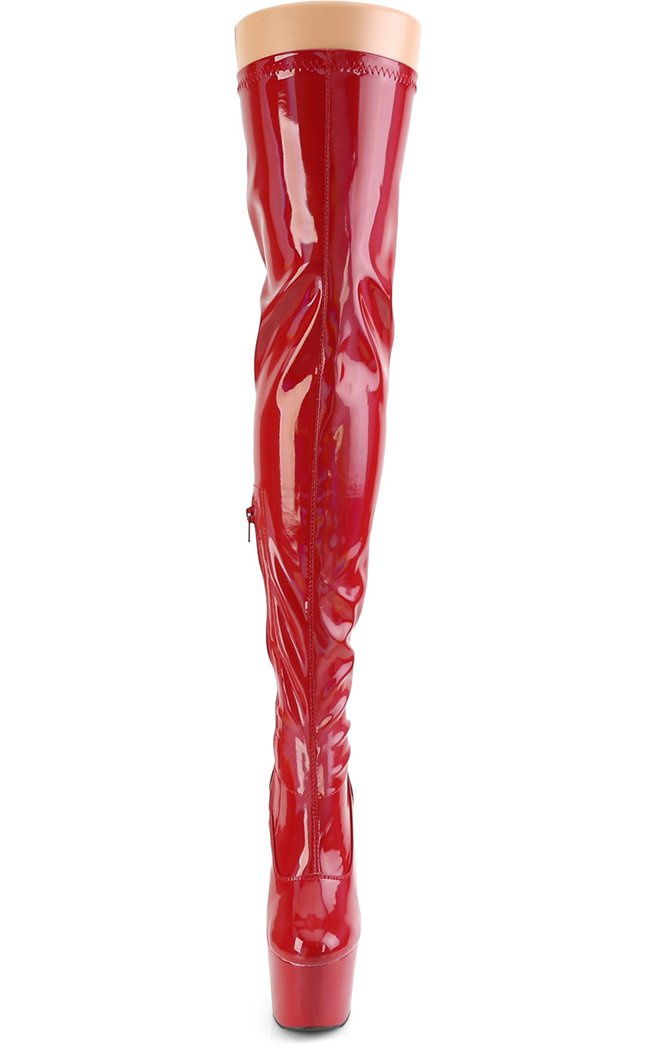 ADORE-3000HWR Red Hologram Thigh High Boots-Pleaser-Tragic Beautiful