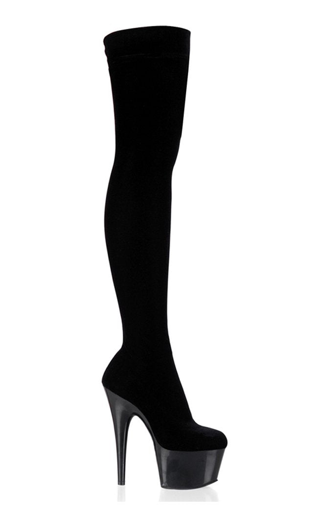 ADORE-3002 Black Velvet Thigh High Boots (AU Stock)-Pleaser-Tragic Beautiful