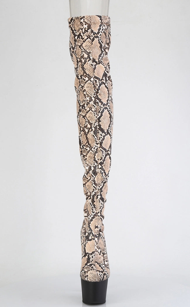 ADORE-3008SP-BT Snake Print Thigh High Boots-Pleaser-Tragic Beautiful