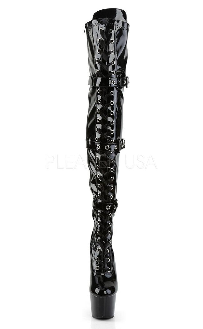 ADORE-3028 Black Thigh High Boots-Pleaser-Tragic Beautiful