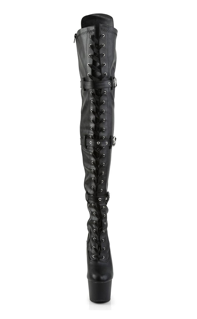 ADORE-3028 Black / Black Matte Thigh High Boots-Pleaser-Tragic Beautiful