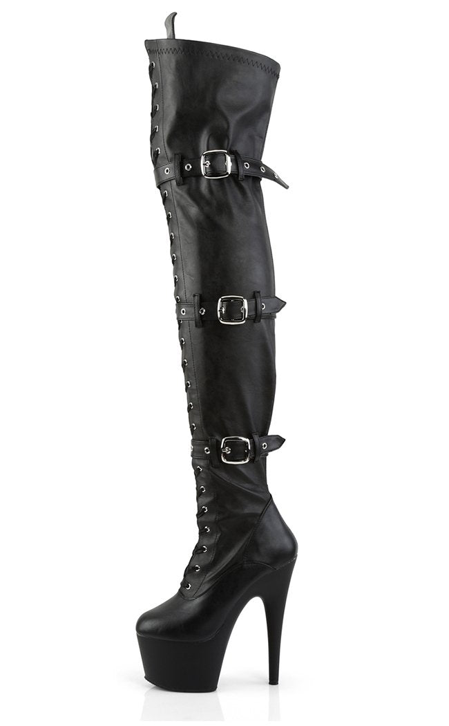 ADORE-3028 Black / Black Matte Thigh High Boots-Pleaser-Tragic Beautiful