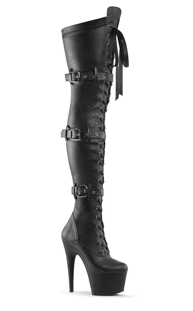 ADORE-3028 Black / Black Matte Thigh High Boots-Pleaser-Tragic Beautiful