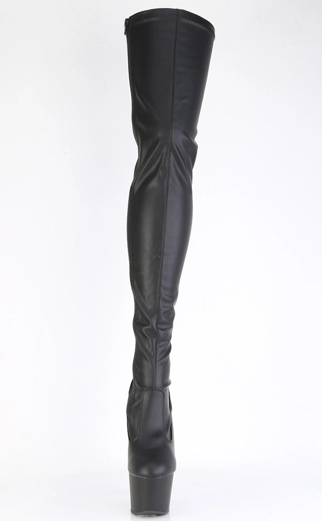 ADORE-3850 Black Vegan Leather Thigh High Boots-Pleaser-Tragic Beautiful