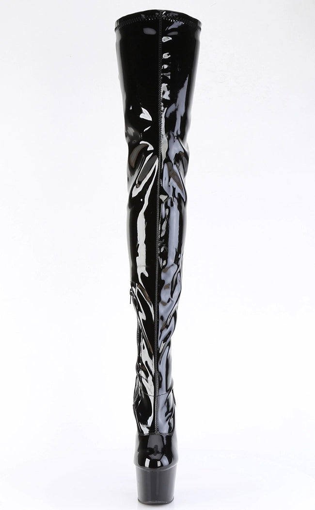 ADORE-4000SLT Black & Patent Black Crotch High Boots-Pleaser-Tragic Beautiful