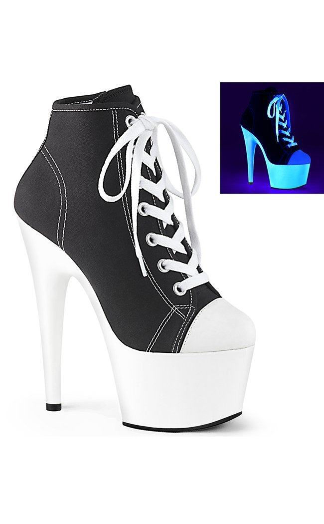 ADORE-700SK-02 Black UV White Sneaker Heels-Pleaser-Tragic Beautiful