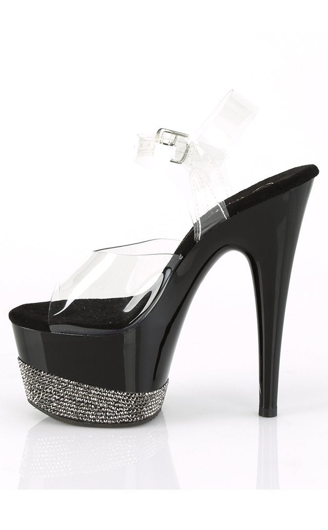 ADORE-708-3 Black & Pewter Rhinestone Heels-Pleaser-Tragic Beautiful