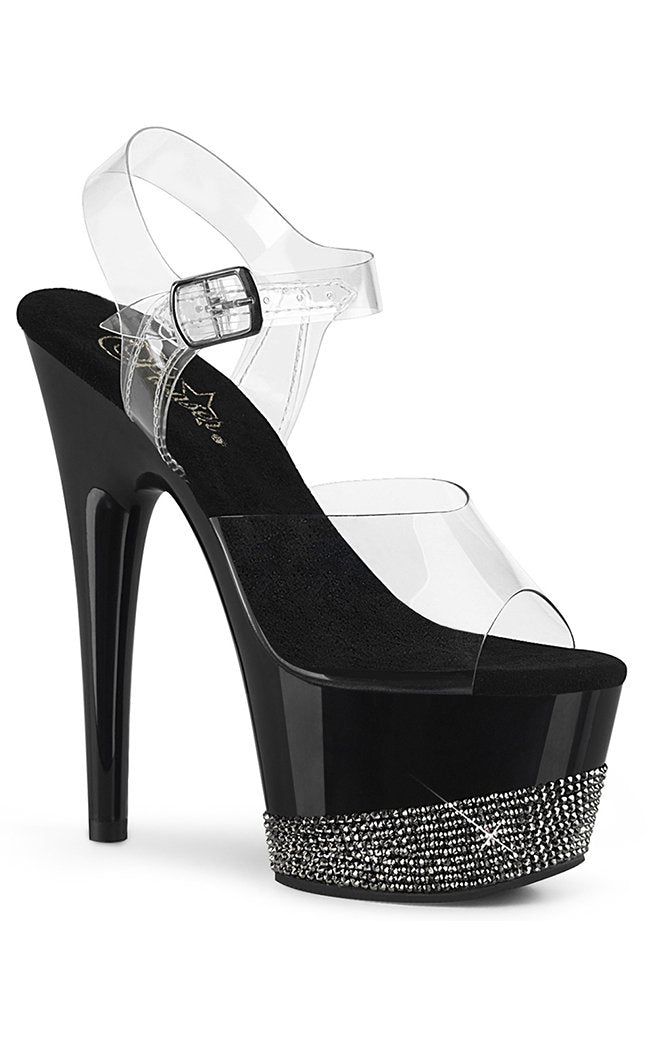 ADORE-708-3 Black & Pewter Rhinestone Heels-Pleaser-Tragic Beautiful