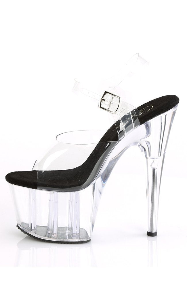 ADORE-708 Clear & Black Heels-Pleaser-Tragic Beautiful