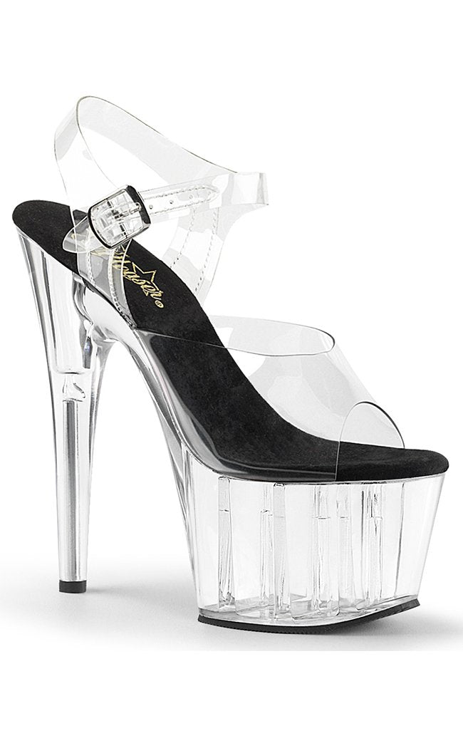 ADORE-708 Clear & Black Heels-Pleaser-Tragic Beautiful