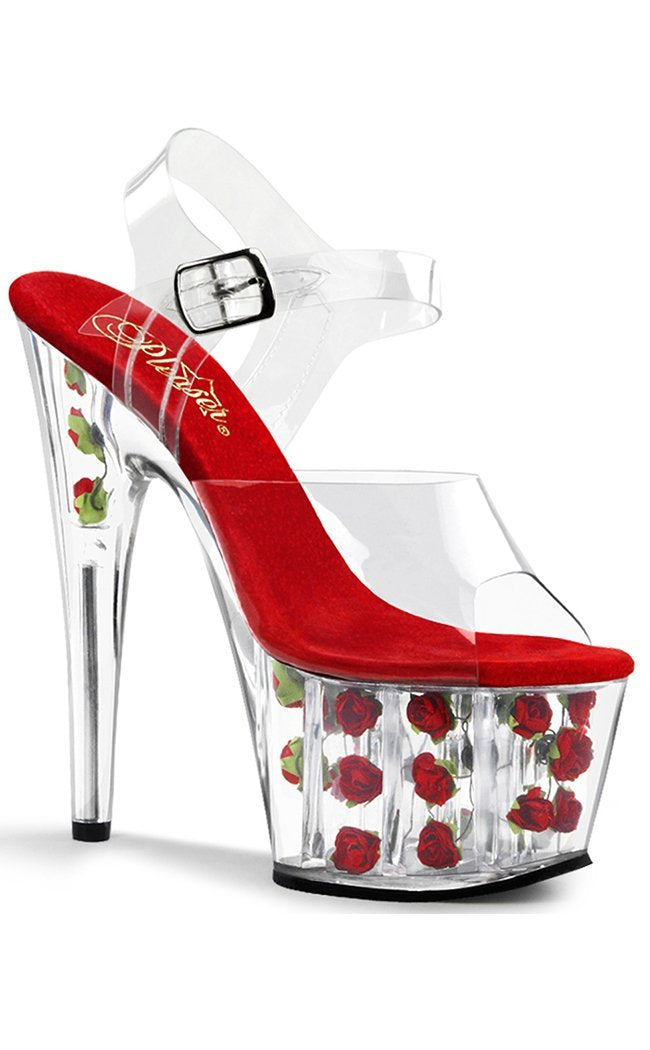 ADORE-708FL Clr/Red Flowers Heels-Pleaser-Tragic Beautiful