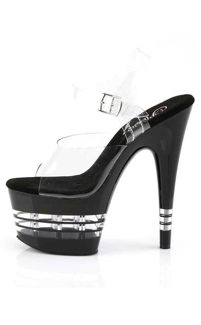 ADORE-708LN Clr/Blk Heels-Pleaser-Tragic Beautiful