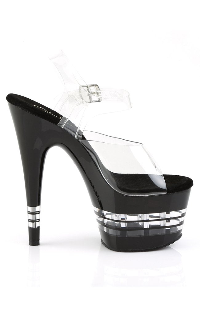 ADORE-708LN Clr/Blk Heels-Pleaser-Tragic Beautiful