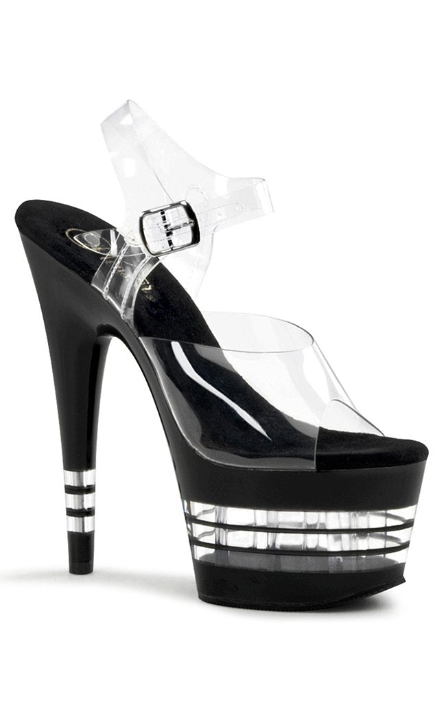 ADORE-708LN Clr/Blk Heels-Pleaser-Tragic Beautiful